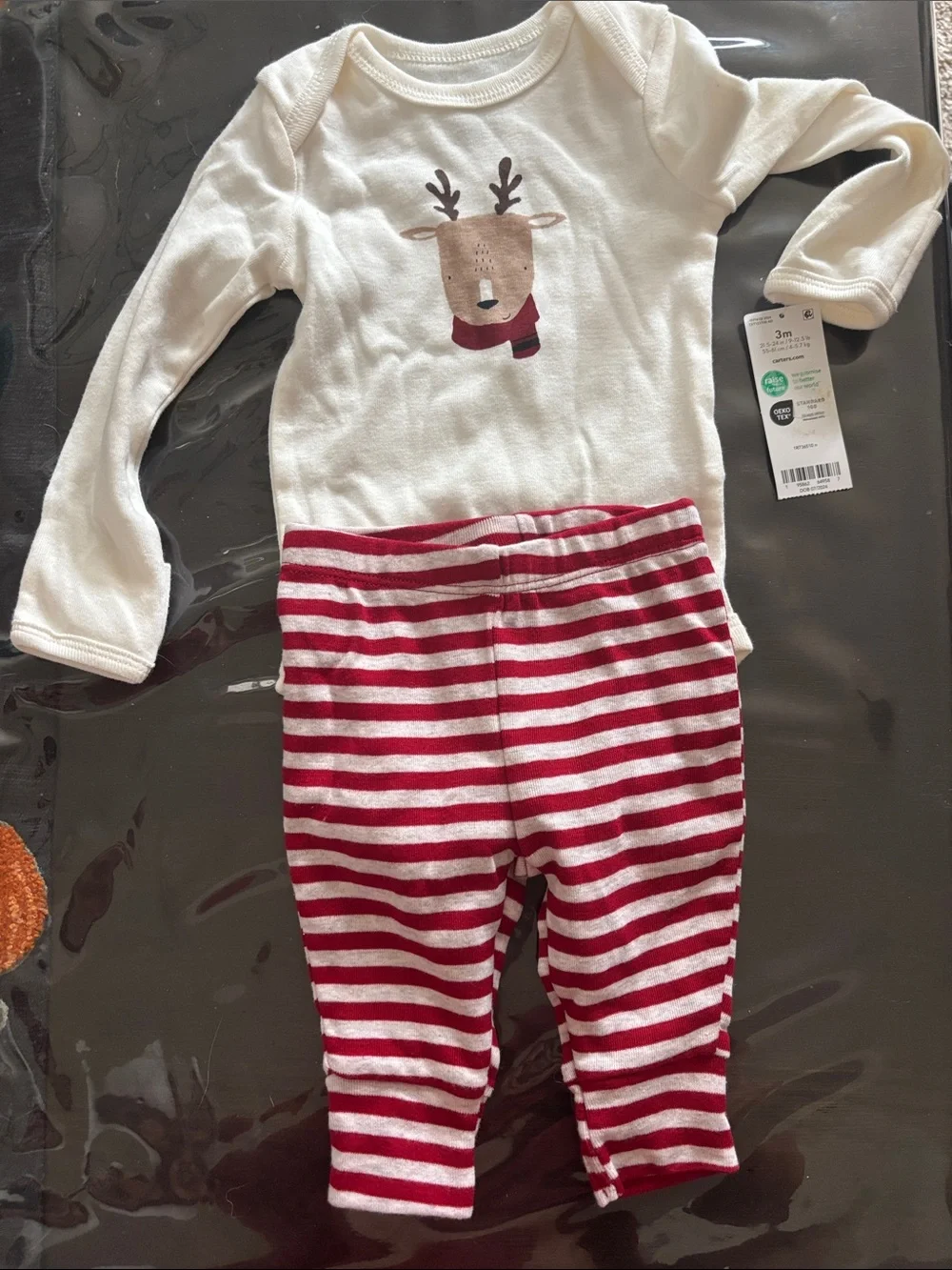 Cream and Red Reindeer matching Set for baby
